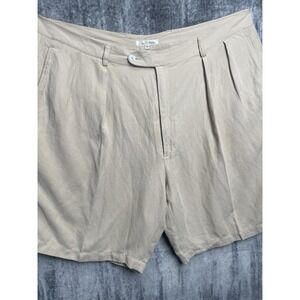 Peter Millar Crown Men's 40 Linen/Silk Blend 9 Inseam Chino Shorts Beige